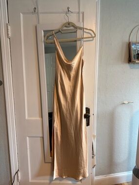 Champagne Cowl Neck Slip Dress